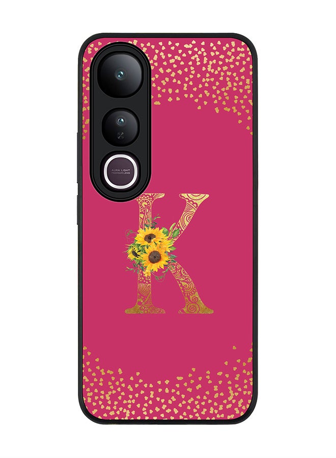Stylizedd For vivo V50 Lite Case,Slim fit Camera Protection, Shockproof Thin Phone cover  - Custom Floral Monogram - K ( Deep Pink )