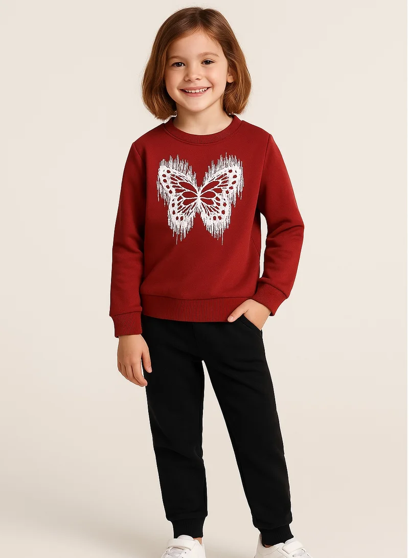 victor and jane Girls'  – Butterfly Print Sweatshirt | 100% Cotton