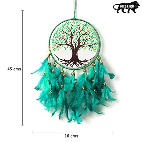 DULI Dream Catcher Handmade Tree of Life Canvas Dreamcatcher for Bedrooms Office Balcony Outdoors Garden Car Hanging, 49cm, Dreamkacher (CanvasTreeofLifeMediumDC- Green) - Image 5