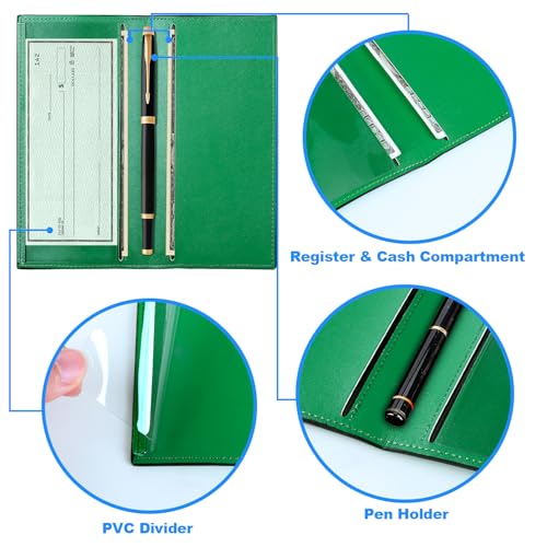 CASMONAL Premium Leather Checkbook Cover for Men and Women Checkbook Holder Wallet RFID Blocking - Image 3