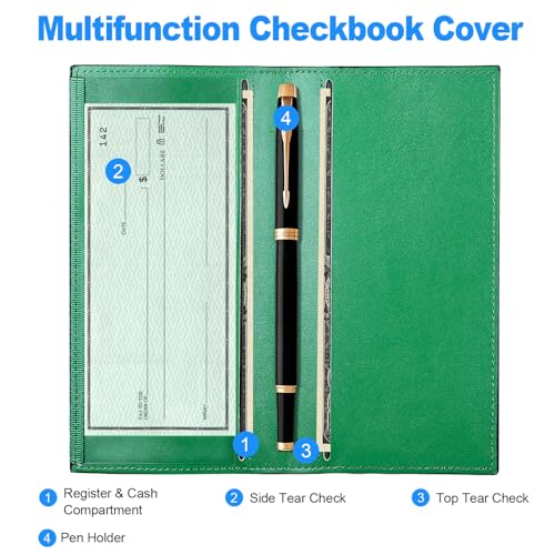 CASMONAL Premium Leather Checkbook Cover for Men and Women Checkbook Holder Wallet RFID Blocking - Image 2