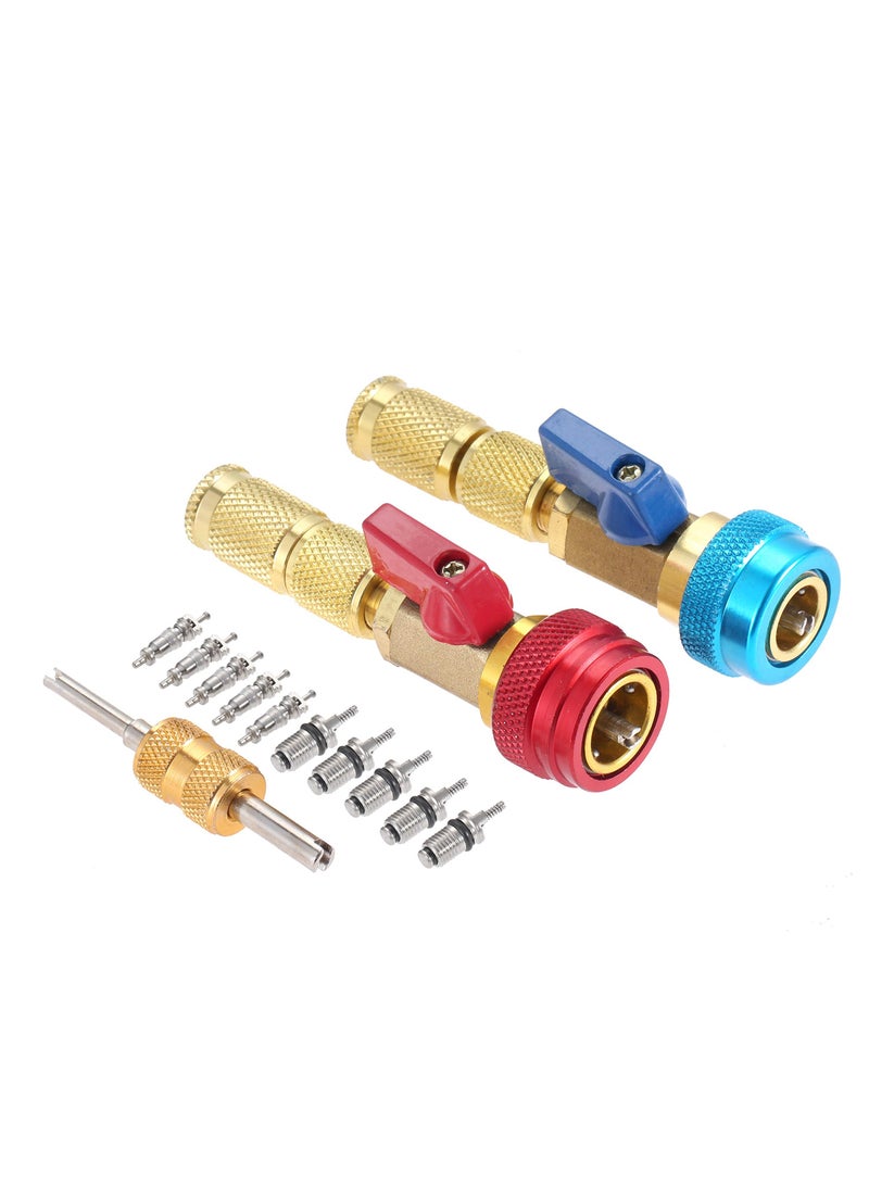 SYOSI R134A Valve Core Quick Remover Installer, High Low Pressure Valve Core Remover Tools Kit for R13A Refrigerant Air Conditioner System  - Image 1