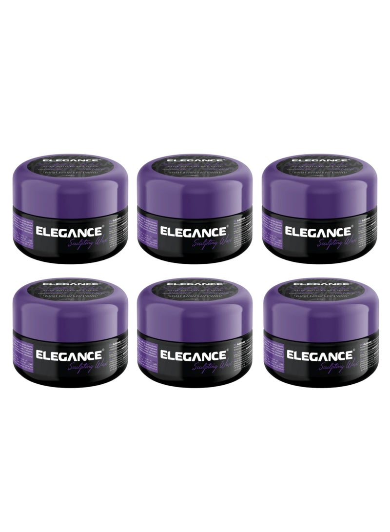 Elegance-E Series Sculpting Wax – Clear – 100ml – Pack of 6 | Extra Strong Hold, Vitamin E Enriched, Shiny Finish for All Hair Types - Image 1