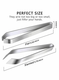 KASTWAVE 2 Pieces Fish Bone Tweezers Set Includes Stainless Steel Tongs Tweezers Fish Scale Scraper Removers Flat and Slant Tweezers Pliers for Chef Cooking Utensils, Sea Food, Beauty Tools  - Image 3