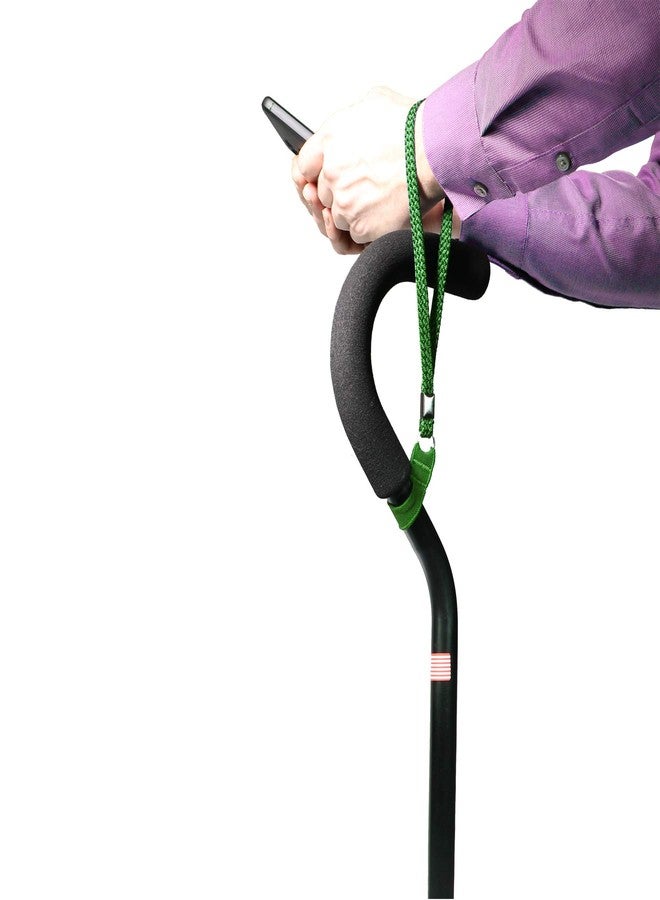 PCP Cane Wrist Strap, Durable Triple Braided Elastic Nylon Lanyard for Canes, Green - Image 3