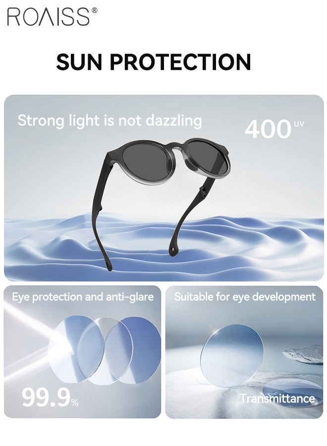 رويس نظارات شمسية دائرية قابلة للطي ومستقطبة للأطفال، حماية من الأشعة فوق البنفسجية 400، نظارات شمسية خارجية لطيفة للشاطئ والعطلات، مظلات شمسية خارجية قابلة للطي مع علبة صغيرة محمولة للأولاد والبنات والأطفال من سن 3 إلى 12 عامًا - Image 5