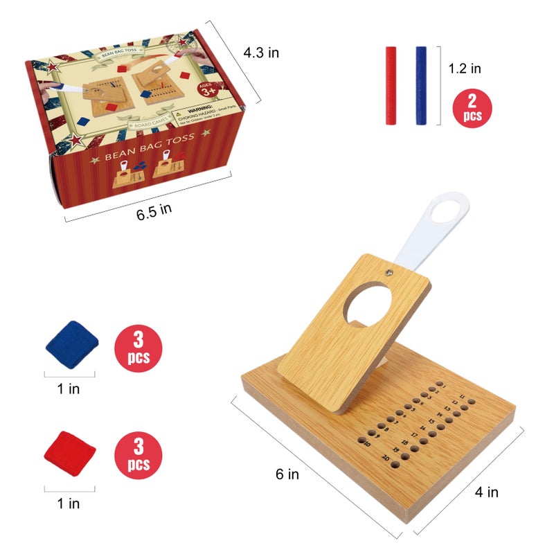GOTHINK Portable Mini Cornhole Set for Adults & Kids - Wooden Cornhole Board Set with 3 Blue 3 Red Cornhole Bags for Office Toss - Boys & Girls Family Night/Birthday Party Games & Holiday Toys Gifts - Image 2