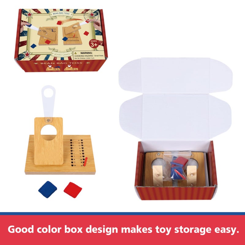 GOTHINK Portable Mini Cornhole Set for Adults & Kids - Wooden Cornhole Board Set with 3 Blue 3 Red Cornhole Bags for Office Toss - Boys & Girls Family Night/Birthday Party Games & Holiday Toys Gifts - Image 5