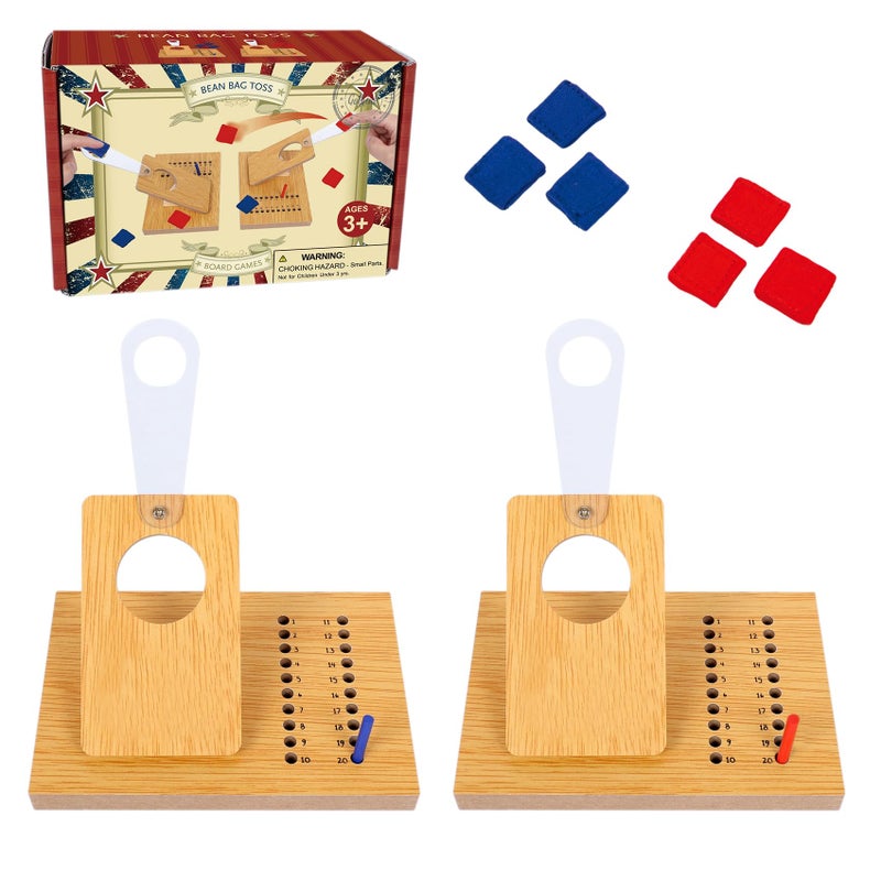 GOTHINK Portable Mini Cornhole Set for Adults & Kids - Wooden Cornhole Board Set with 3 Blue 3 Red Cornhole Bags for Office Toss - Boys & Girls Family Night/Birthday Party Games & Holiday Toys Gifts - Image 1
