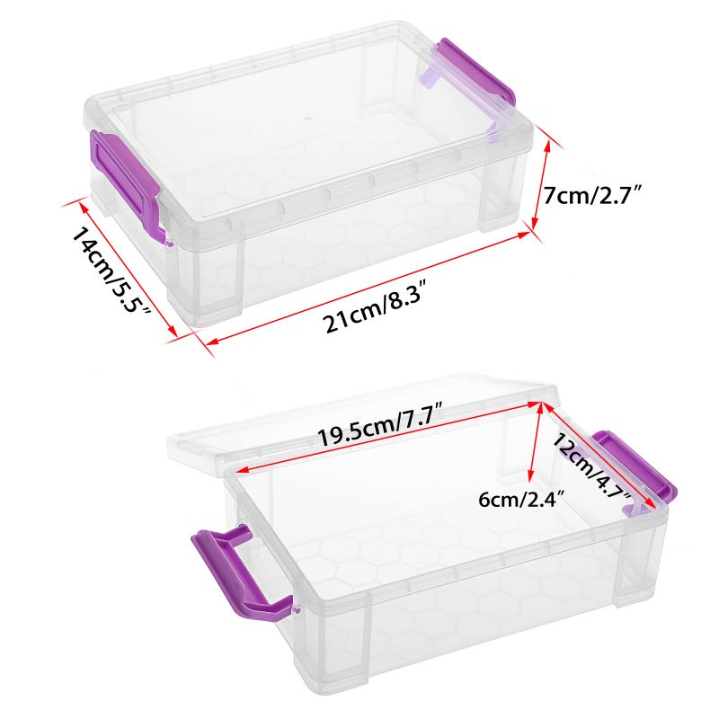BTSKY 4 Pack Extra Large Plastic Pencil Box Stackable Translucent Clear Pencil Caase Crayon Box Set, Marker Organizer Art Supply Storage Organizer for Gel Pens Pencils Erasers Tape Markers etc(Purple) - Image 4