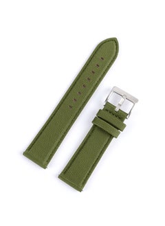 Generic Nylon Canvas Genuine Leather Watch Strap 20/22mm Quick Release Army Green 