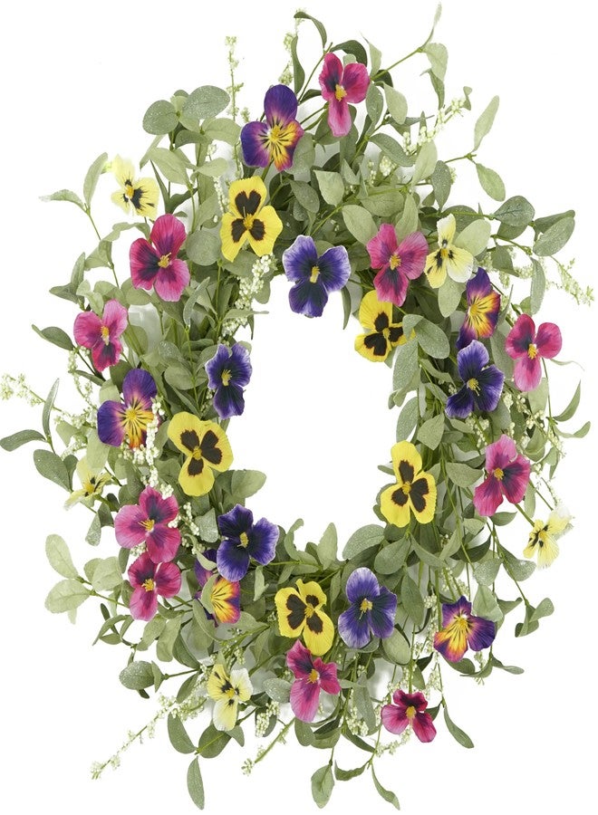WreathDream أكاليل ربيع وصيف من WreathDream لتزيين باب المنزل الأمامي، إكليل زهور البانسيه الملونة، مناسب للباب الأمامي، للاستخدام الداخلي والخارجي، وللمنازل الريفية، والشرفات، والجدران، والنوافذ، والمهرجانات، وحفلات الزفاف. - Image 1