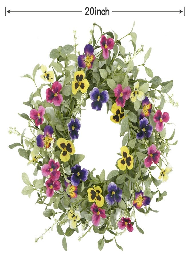 WreathDream أكاليل ربيع وصيف من WreathDream لتزيين باب المنزل الأمامي، إكليل زهور البانسيه الملونة، مناسب للباب الأمامي، للاستخدام الداخلي والخارجي، وللمنازل الريفية، والشرفات، والجدران، والنوافذ، والمهرجانات، وحفلات الزفاف. - Image 3