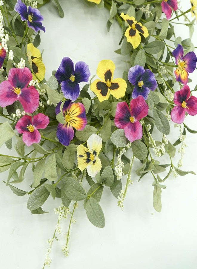 WreathDream أكاليل ربيع وصيف من WreathDream لتزيين باب المنزل الأمامي، إكليل زهور البانسيه الملونة، مناسب للباب الأمامي، للاستخدام الداخلي والخارجي، وللمنازل الريفية، والشرفات، والجدران، والنوافذ، والمهرجانات، وحفلات الزفاف. - Image 4