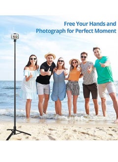 LIXES Long Selfie Stick,Reinforced Tripod Stand Upto 61 inch/156cm,Multi-function Bluetooth Selfie Stick with 1/4 Screw Compatible with Mobile Phone Camera for YouTube Photo Live Stream  - Image 2