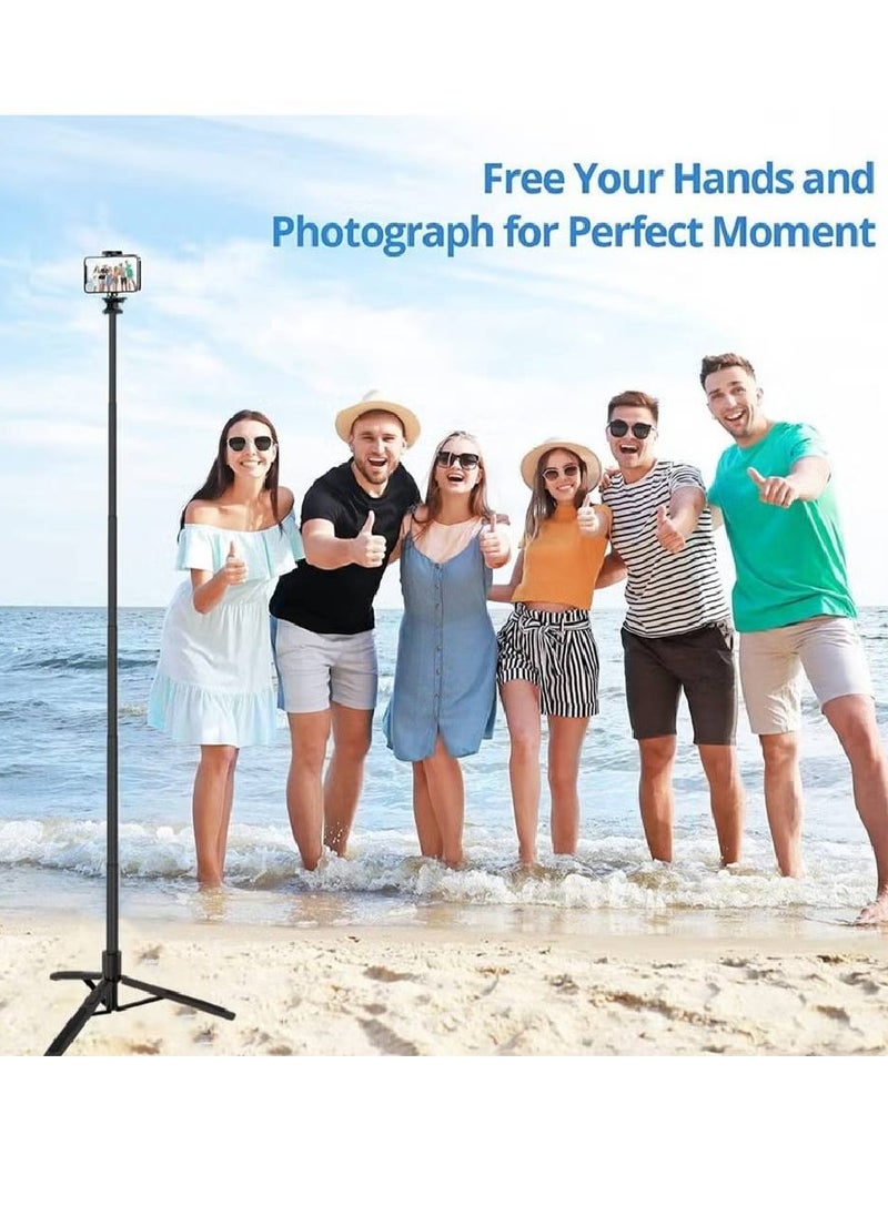 LIXES - Long Selfie Stick,Reinforced Tripod Stand Upto 61 inch/156cm,Multi-function Bluetooth Selfie Stick with 1/4 Screw Compatible with Mobile Phone Camera for YouTube Photo Live Stream - Image 1