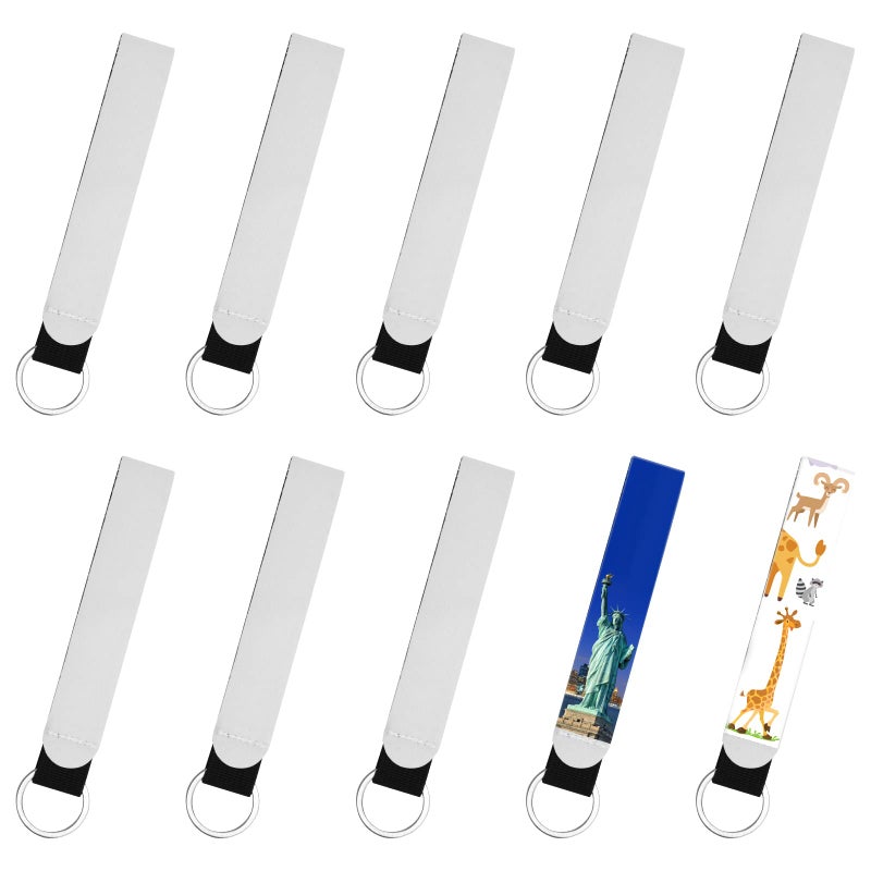 Pletpet 10 Pcs Sublimation Wristlet Keychain Blank Winspeed DIY Neoprene Wristlet Keychain Lanyard Key Blanks for Women DIY Crafts White Wrist size