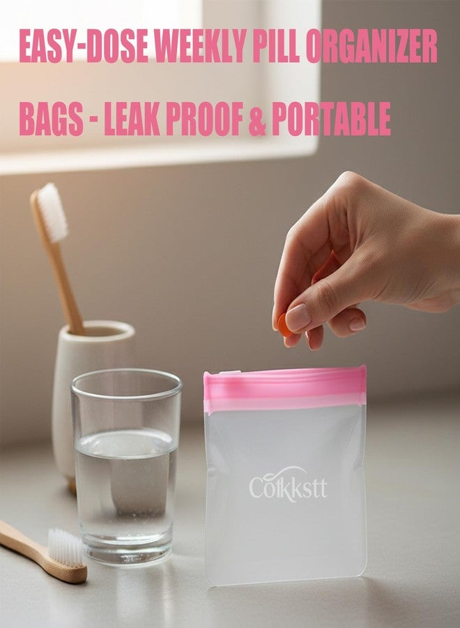 Cotkkstt 84 Pcs Reusable Travel Pill Bags for Medicine - 7 Colors Small Ziplock Pouches for Daily Vitamin Supplements - Portable Plastic Storage Packet Container for Purse Pocket | by Cotkkstt - Image 3