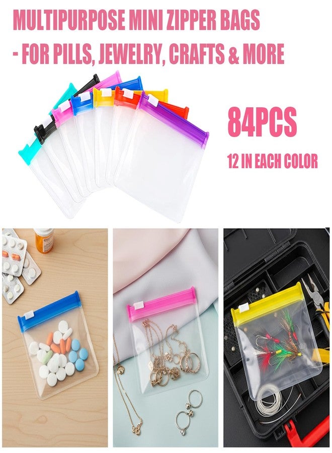 Cotkkstt 84 Pcs Reusable Travel Pill Bags for Medicine - 7 Colors Small Ziplock Pouches for Daily Vitamin Supplements - Portable Plastic Storage Packet Container for Purse Pocket | by Cotkkstt - Image 4