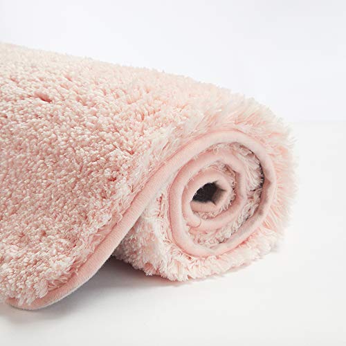 Suchtale Bath Mat 20 x 32 Blush Microfiber Shaggy Soft NonSlip Machine Washable Thick Plush Shower Mat
