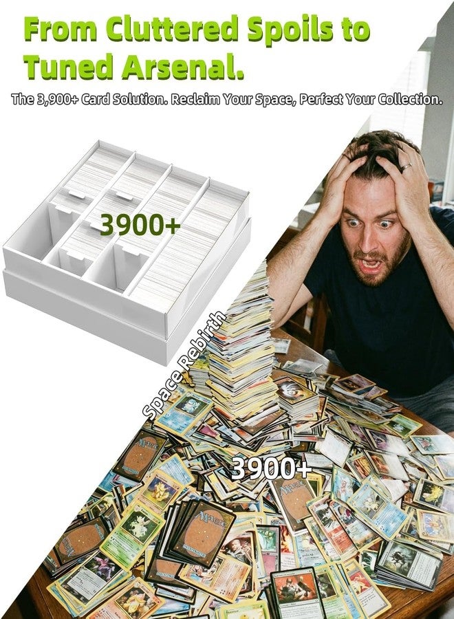 XRACV Card Storage Box with Card Stoppers, 3900 Count Trading Card Storage Box, 4 Row White Bulk Card Storage Boxes, Sports Card Storage Box for MTG TCG - Image 5