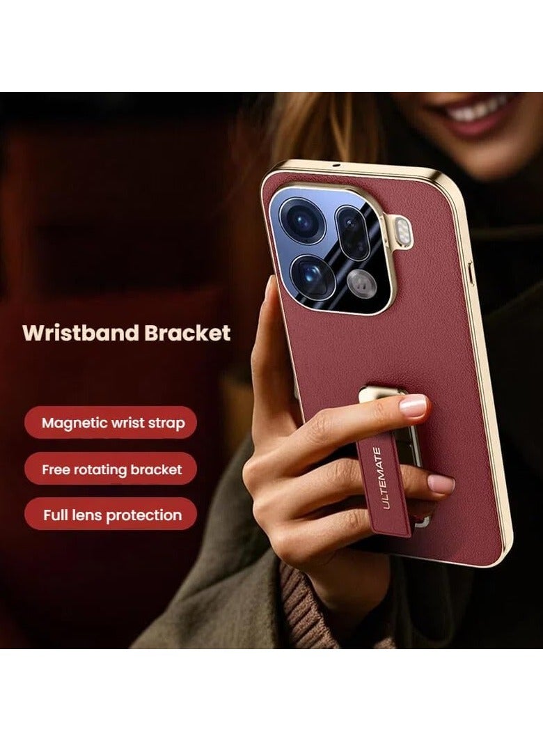 general Case compatible with OPPO Find X9 Pro, full-coverage camera lens protection, magnetic retractable wrist strap, metal rotating stand, shockproof protective case. - Image 2