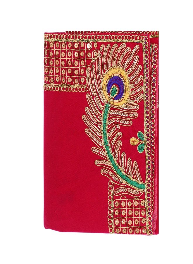 أديتري_كرييشن سجادة زينة مخملية من آسان، قماش زينة للصلاة (المقاس: 24 بوصة × 17 بوصة) متعددة الأغراض، هدايا هندية تقليدية عرقية للعام الجديد، زينة احتفالية، أدوات صلاة، لاكشمي (وردي) - Image 2