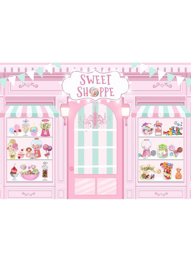 Mocsicka Sweet Shoppe Backdrop 7x5ft Dessert Parlor for Girl Birthday Party Background Decorations Donut Ice Cream Cake Table Decor Photoshoot Studio Props (Pink)  - Image 4