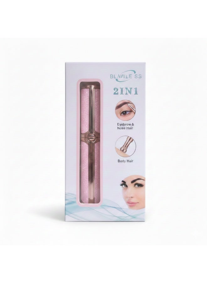 جهاز 2 في 1 قابل لإعادة الشحن لإزالة شعر الوجه وتشذيب الحواجب للنساء، إزالة شعر لطيفة وغير مؤلمة، مزود بإضاءة LED، تصميم محمول للعناية اليومية - Image 2