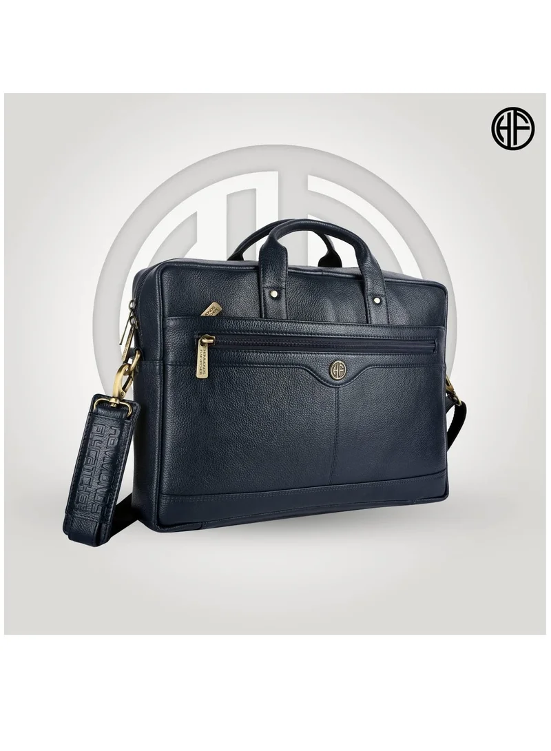 HAMMONDS FLYCATCHER Laptop Bag for Men - Leather Office Bag with Multiple Compartments - Fits 14/15.6/16 Inch Laptop Bag - Messenger and Shoulder Bag for Travel - Water Resistant - Navy blue