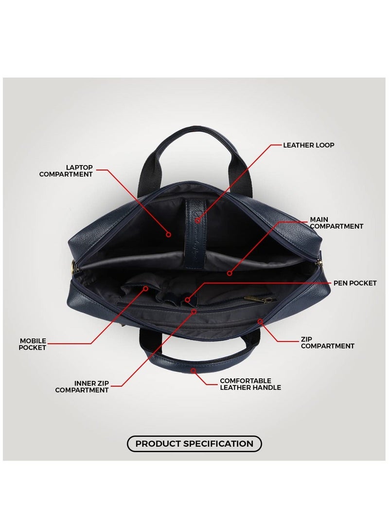  هاموندز فلاي كاتشر حقيبة لاب توب للرجال - حقيبة مكتب جلدية بأقسام متعددة - تناسب حقيبة لاب توب مقاس 14/15.6/16 بوصة - حقيبة ماسنجر وحقيبة كتف للسفر - مقاومة للماء - أزرق ملكي - Image 4