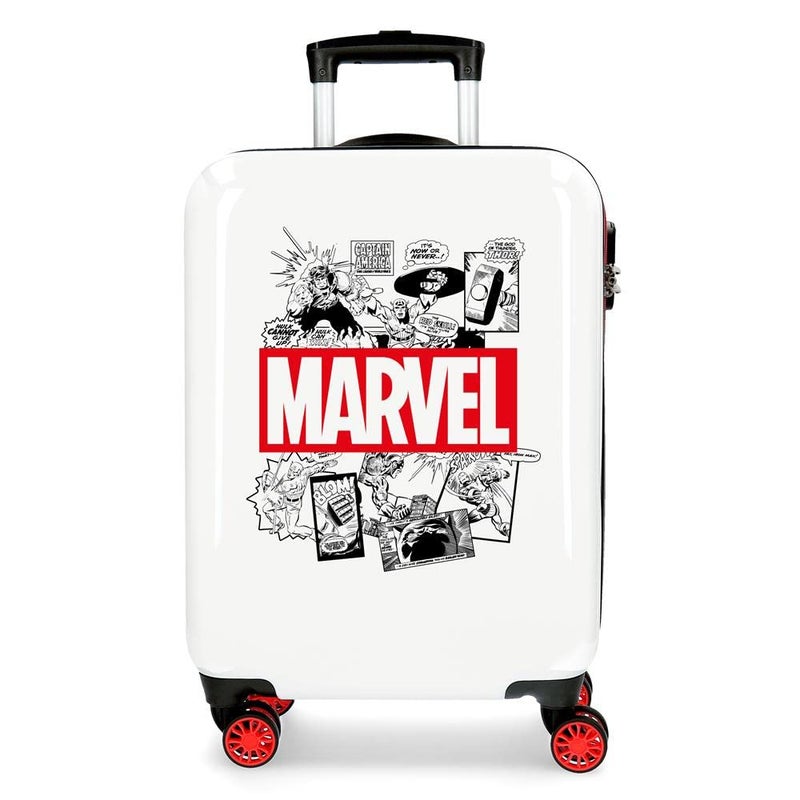 Marvel Avengers Comic White Cabin Suitcase 40 x 55 x 20 cm Rigid ABS Combination Lock 34 Litre 2.6 kg 4 Double Wheels Hand Luggage - Image 1