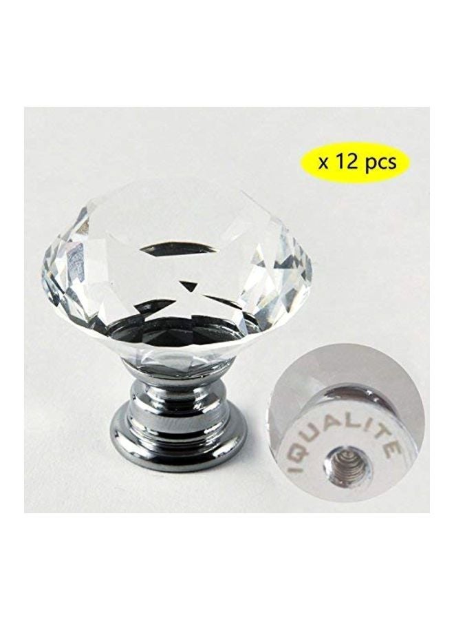 12-Piece Diamond Shape Crystal Glass Knob Set Clear 1.8x1.1x0.6inch - Image 2