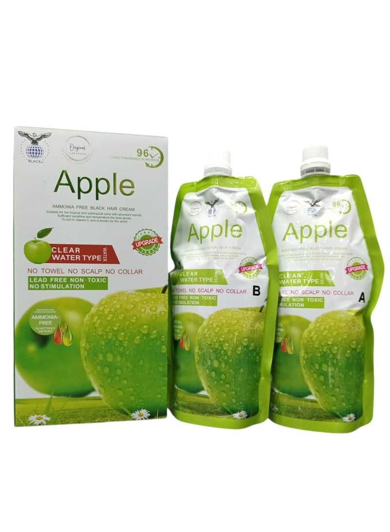 Apple Hair Dye (Natural Black)  Free of Ammonia  With 100% Coverage of White Hair From Black Advanced Hair Dye Cream 2 x 500 ml - Image 1