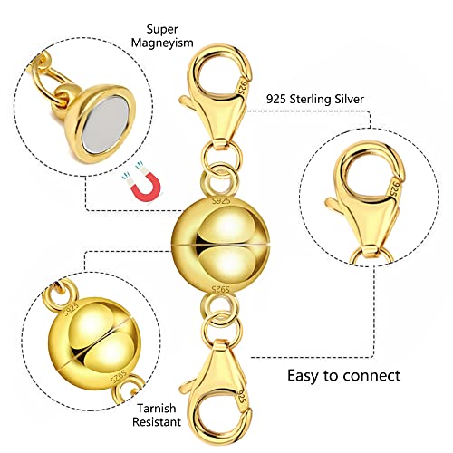 ALEXCRAFT 14K Gold Magnetic Necklace Clasps and Closures 925 Sterling Silver Double Lobster Clasp Magnetic Jewelry Clasps for Necklaces - Image 3