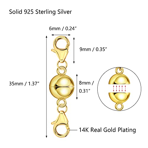 ALEXCRAFT 14K Gold Magnetic Necklace Clasps and Closures 925 Sterling Silver Double Lobster Clasp Magnetic Jewelry Clasps for Necklaces - Image 5