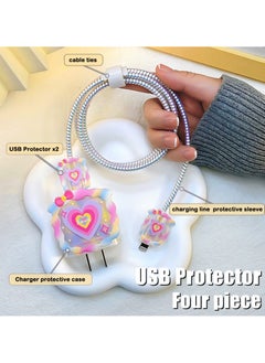 SYOSI SYOSI Cable Protector for iPhone Charger, Lovely Cable Protector Compatible with iPhone 18W/20W Charger Anti-Bending USB Cable Cover with Spiral Ropeand End Protector (Love Heart)  - Image 2