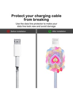 SYOSI SYOSI Cable Protector for iPhone Charger, Lovely Cable Protector Compatible with iPhone 18W/20W Charger Anti-Bending USB Cable Cover with Spiral Ropeand End Protector (Love Heart)  - Image 4
