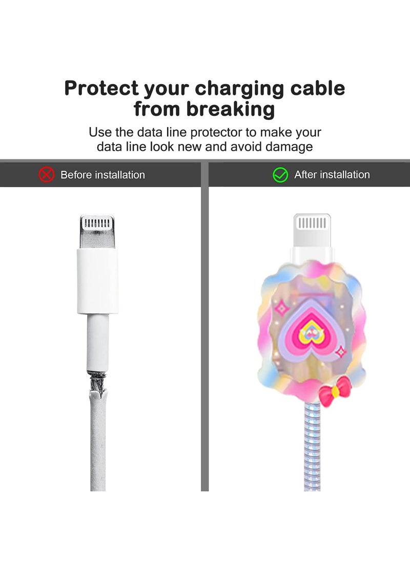 SYOSI SYOSI Cable Protector for iPhone Charger, Lovely Cable Protector Compatible with iPhone 18W/20W Charger Anti-Bending USB Cable Cover with Spiral Ropeand End Protector (Love Heart)  - Image 4