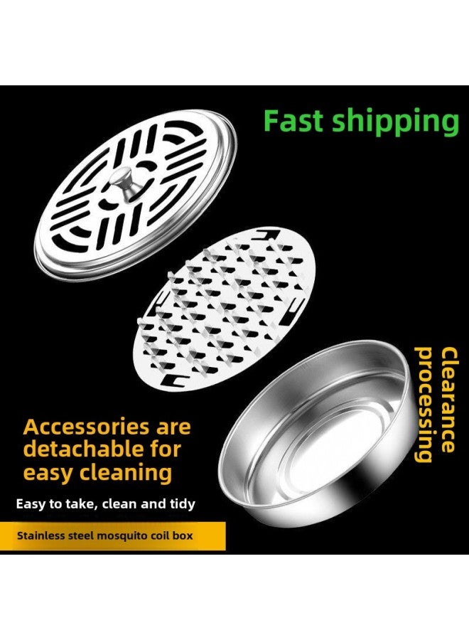 Fireproof Mosquito-repellent Incense Box Household Stainless Steel Mosquito-repellent Incense Tray With Cover Mosquito-repellent Incense Rack Creative Ash Tray Mosquito-repellent Incense Tray-Color:2 Pack [durable For 20 Years]  - Image 3