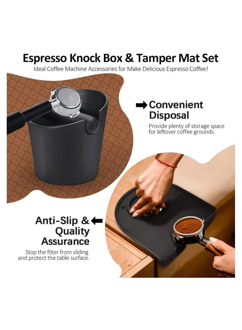 Arabest صندوق أدوات باريستا مع رافعة صنبور قابلة للإزالة ووسادة ضغط القهوة المتينة (أسود) - Image 2