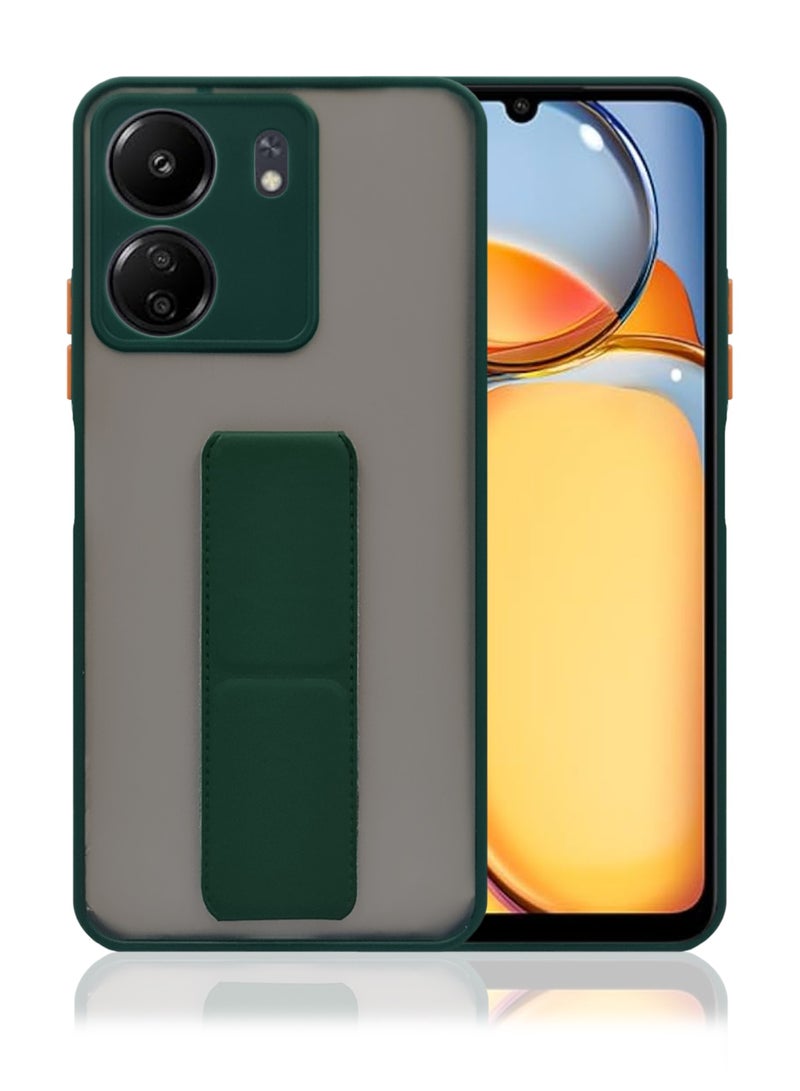 جراب مغناطيسي لهاتف شاومي ريدمي 13 سي 4G مع حامل قبضة اليد وحامل - قبضة قوية لحامل السيارة المغناطيسي، أنيق وعملي، راحة قصوى وعرض بدون استخدام اليدين - أخضر - Image 1