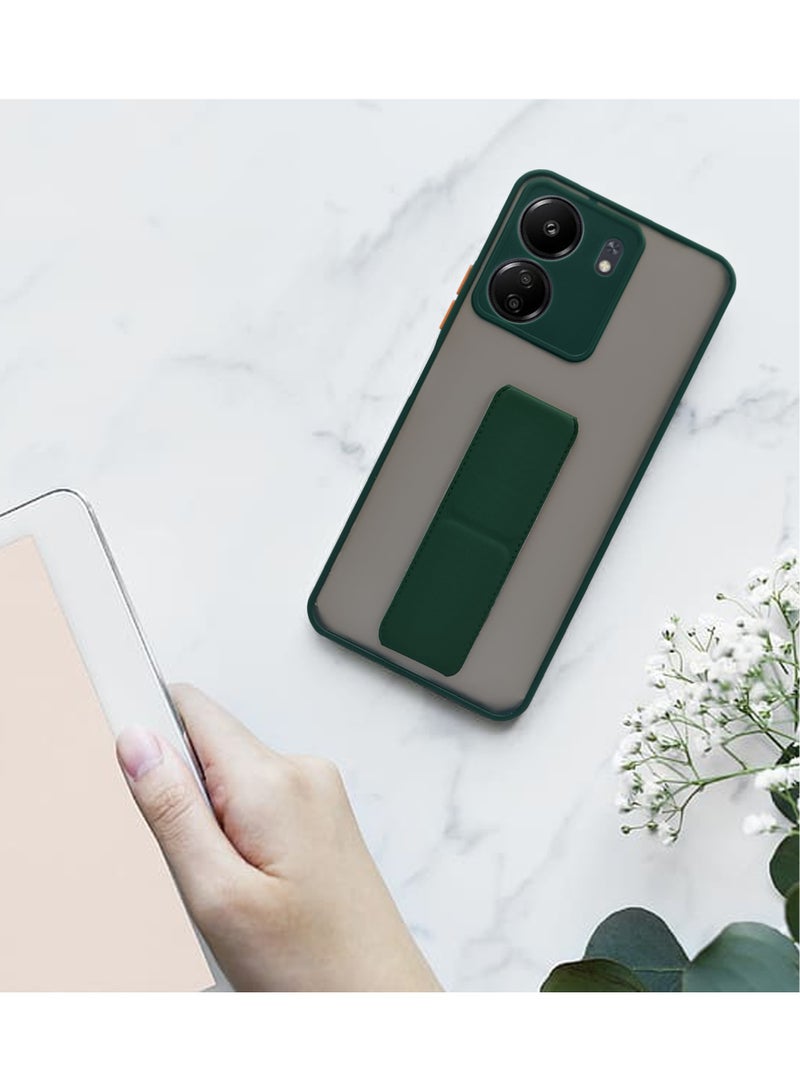 جراب مغناطيسي لهاتف شاومي ريدمي 13 سي 4G مع حامل قبضة اليد وحامل - قبضة قوية لحامل السيارة المغناطيسي، أنيق وعملي، راحة قصوى وعرض بدون استخدام اليدين - أخضر - Image 4