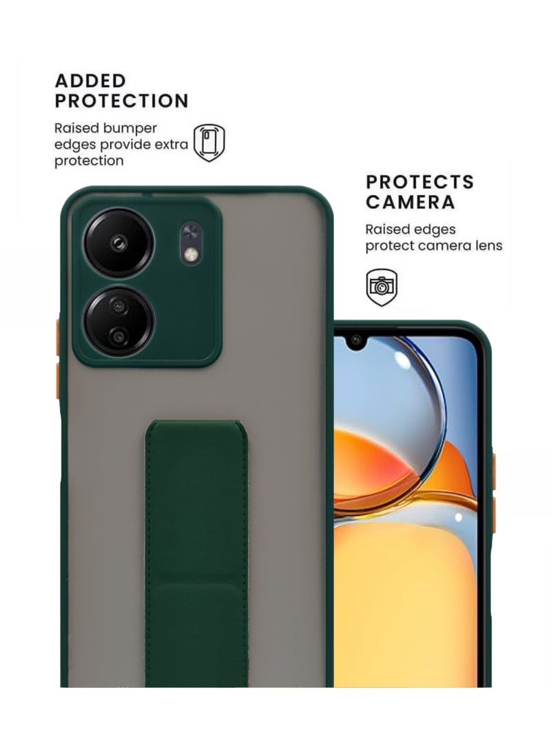 جراب مغناطيسي لهاتف شاومي ريدمي 13 سي 4G مع حامل قبضة اليد وحامل - قبضة قوية لحامل السيارة المغناطيسي، أنيق وعملي، راحة قصوى وعرض بدون استخدام اليدين - أخضر - Image 2