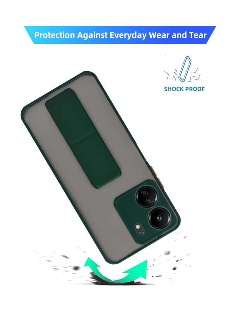 جراب مغناطيسي لهاتف شاومي ريدمي 13 سي 4G مع حامل قبضة اليد وحامل - قبضة قوية لحامل السيارة المغناطيسي، أنيق وعملي، راحة قصوى وعرض بدون استخدام اليدين - أخضر - Image 3