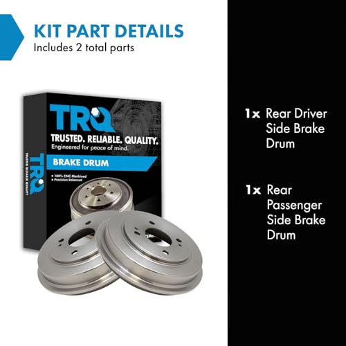 TRQ Rear Brake Drum Pair Set for 2001-2005 Honda Civic / 2009-2010 Honda FIT / 2010-2013 Honda Insight - Image 2