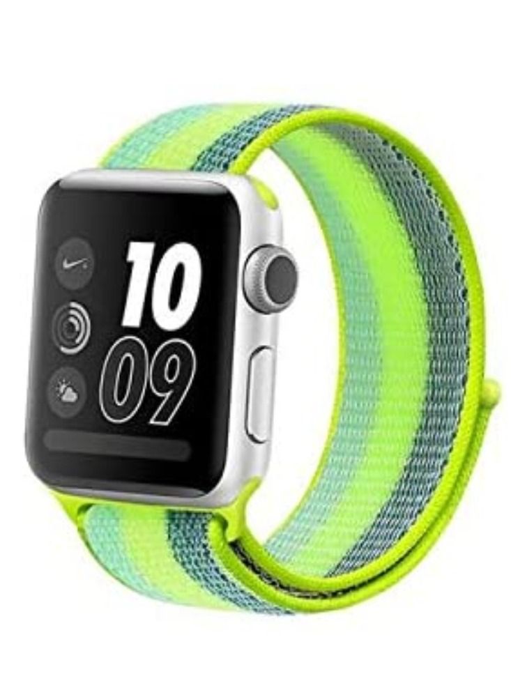 VITION حزام رياضي نايلون لساعات آبل 45 مم 44 مم 42 مم حزام بديل ناعم لسلسلة iWatch 7 6 SE 5 4 3 2 1 متعدد الأخضر - Image 1