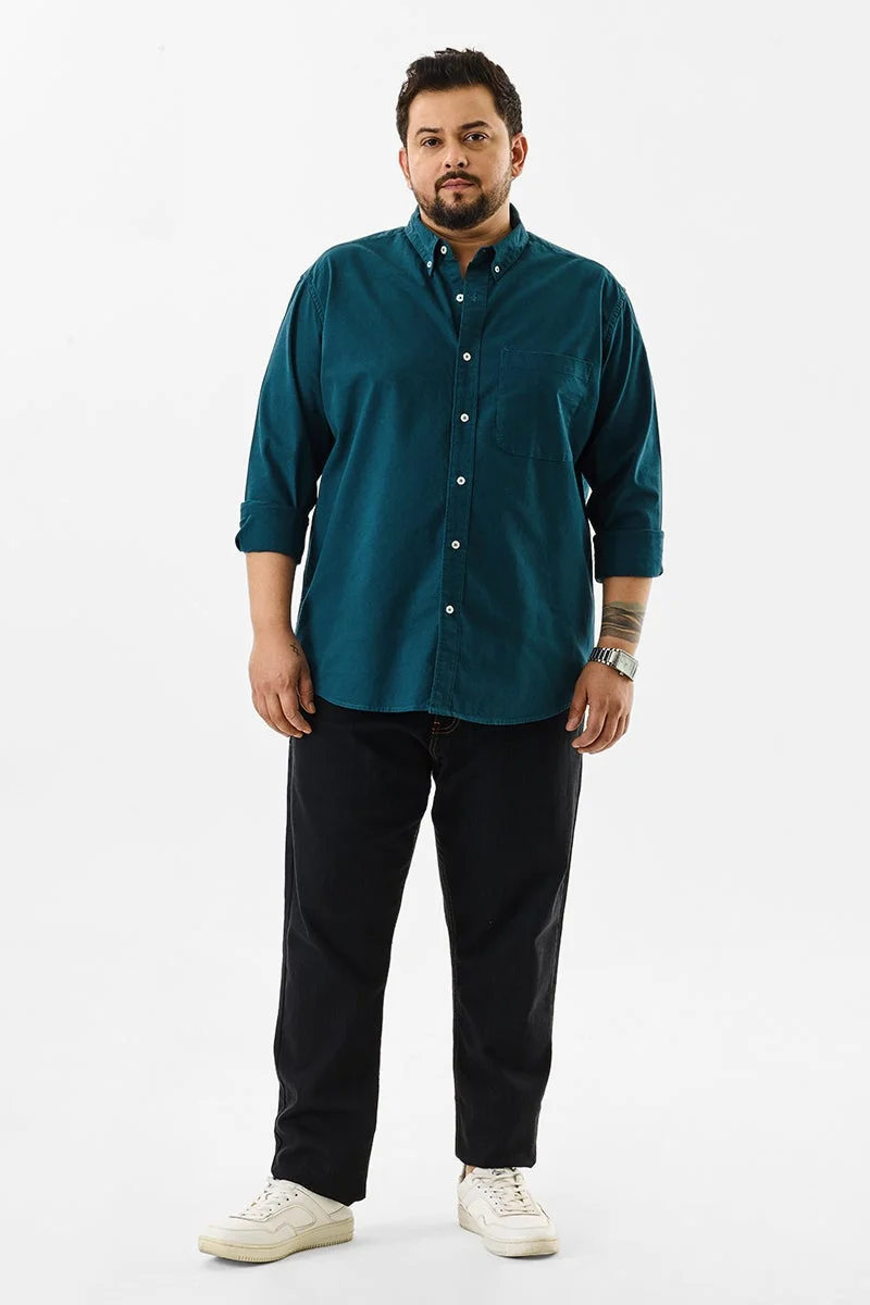 سنيتش Lucia Teal Plain Plus Size Shirts