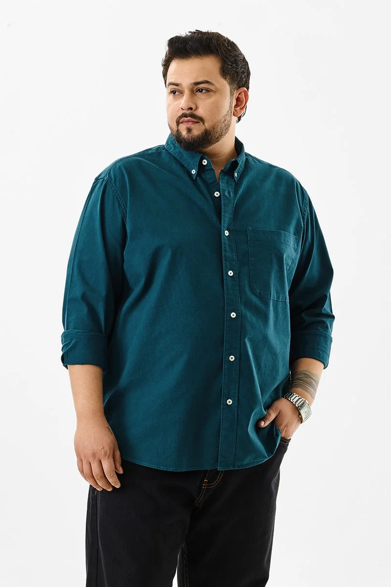 سنيتش Lucia Teal Plain Plus Size Shirts