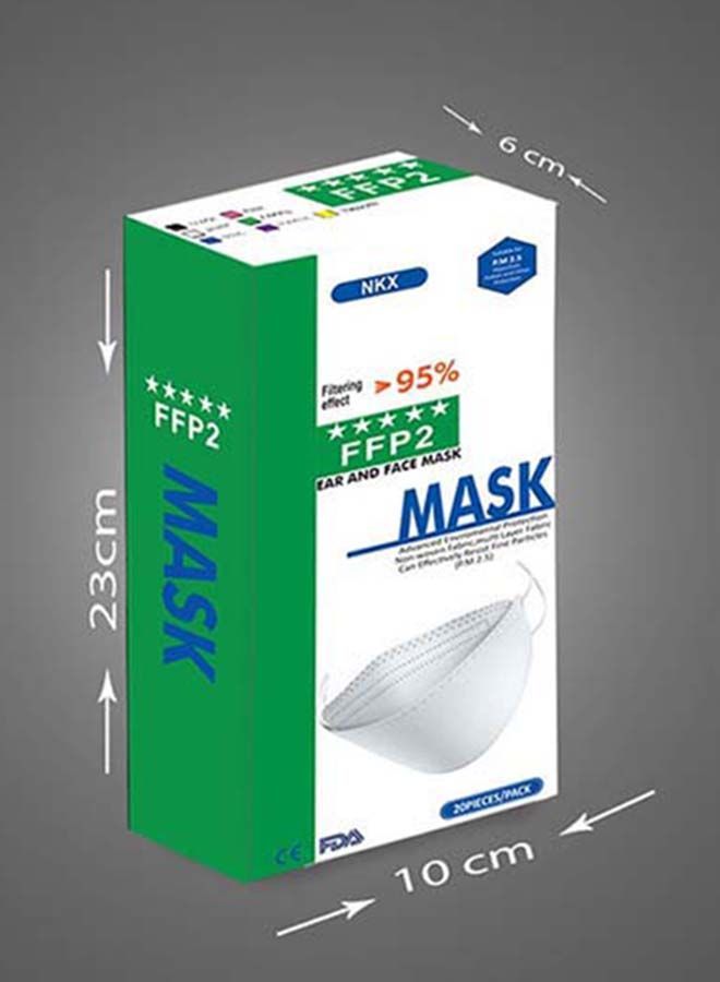 NIBEMINENT Pack 20 Pieces Particulate Respirator Face Mask White Adults - Image 2